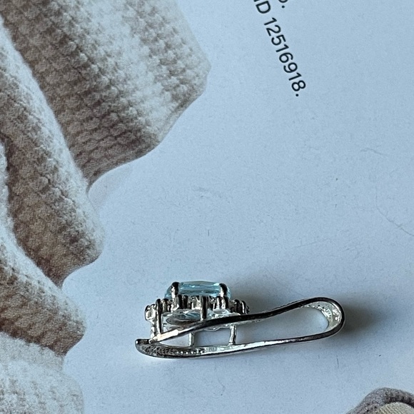 Vintage 925 Stamped Sterling Silver With Aquamarine Blue Gemstone Pendant - Picture 6 of 8
